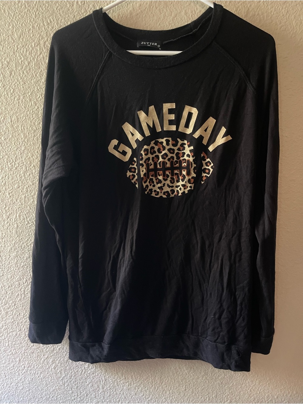 Zutter Black "Gameday" Leopard Football Graphic Pullover